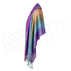 Bufanda Larga de Seda para Mujer, Estampado Degradado Multicolor, Accesorio de Moda Elegante para Todas las Temporadas - Product Image 2