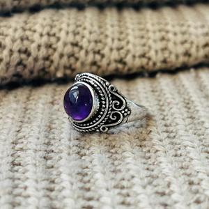 Vintage Amethyst Brass <b>Ring</b> <b>Silver</b> Plated Ethnic Tribal Wholesale <b>Ring</b> For Women - Product Image 5