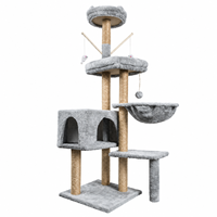 Arbre à chat moderne en peluche avec condo et poteaux en sisal – Vente en gros