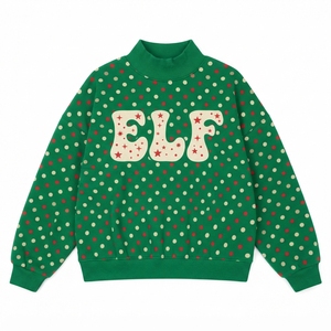 <b>Women's</b> Oversized Turtleneck <b>Sequined</b> Sweatshirt Christmas Letter Print Knitted Cotton Winter <b>Top</b> Puff Sleeve Front Logo - Product Image 6