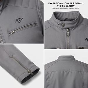 Chaqueta de Motociclista para Hombre, Cortavientos, con Cuello Alto, Chaqueta de Cuero Genuino para Motociclistas, Chaqueta de Cuero de Moda para Hombre - Product Image 6