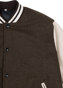 Chaqueta de béisbol vintage de invierno para hombre con logotipo personalizado del fabricante, bordado en chenilla, cuello mandarín, chaqueta universitaria de lana. - Product Image 4