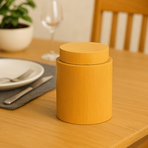 Tarro Redondo de Bambú para Almacenamiento de Uso Industrial con Tapa para Gelatina, Acabado en Madera Natural - Product Image 6
