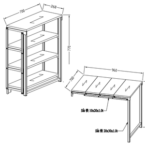 Table pliante d'intérieur moderne, structure métallique, plateau en PB, meuble gain de place, deux modes d'utilisation - Product Image 3