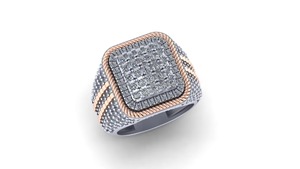 Men's 925 Silver Rhodium Plated Custom Moissanite Pave Setting Geometric <b>Cocktail</b> <b>Ring</b> Birthday Wedding Anniversary Band Iced - Product Image 3