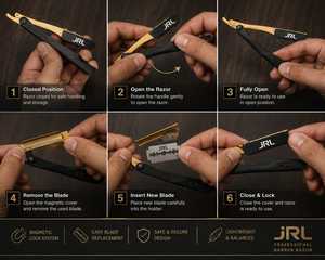 Navaja de Afeitar Magnética de Acero Inoxidable Dorado JRL, Afeitado de Alta Calidad, Logotipo Personalizado, Embalaje a Color - Product Image 2