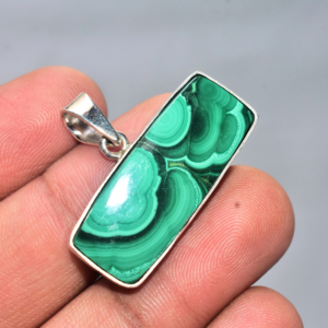 Pendentif en chrysocolle et malachite de qualité supérieure, pendentif en argent sterling 92,5 - Product Image 1