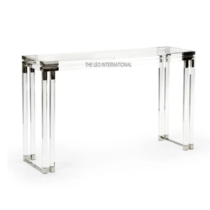 Mesa Consola Moderna de Lujo con Patas de Acrílico y Estructura de Acero Inoxidable, Decoración Elegante para el Hogar con Cubierta de Vidrio - Product Image 1