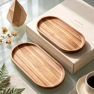 Bandeja de Servir de Madera de Acacia Personalizada, Plato Rústico de Madera para Bar, Cafetería, Restaurante, Exhibición de Alimentos para Fiestas, Venta al por Mayor, Proveedores, 13x9 Pulgadas - Product Image 2