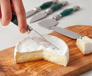 Stainless Steel <b>Cheese</b> <b>Knife</b> <b>Set</b> With Green Marble Handles And Ornate Silver Accents For Serving Use And Cutting Use - Product Image 6