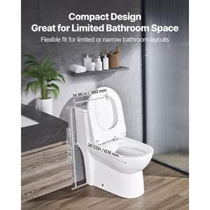 Inodoro de Una Pieza con Doble Descarga de 1.1/1.6 GPF, Asiento de Baño Cómodo de 10 Pulgadas de Altura Estándar, Diseño con Falda Fácil de Limpiar - Product Image 3