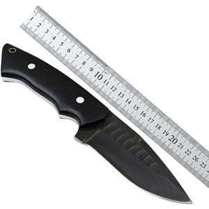 Cuchillo táctico de hoja fija con filo dentado y mango negro, de espiga completa, para uso exterior y desollado, venta al por mayor EE. UU. Europa - Product Image 6