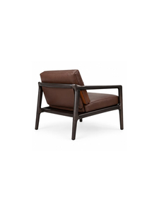 Modern <b>Leather</b> Armchair with Wooden Frame Solid Back Ergonomic Design for Living Room Home Furniture - Product Image 5