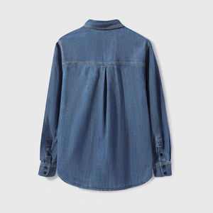 Camisas Vaqueras Elegantes para Mujer, 100% Algodón Orgánico, Dos Bolsillos Delanteros, Corte Casual, Estilo Vaquero, Camisa Vaquera Ajustada OEM - Product Image 4