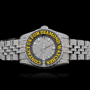 New Luxurious Round <b>Case</b> Classic Features Hip Hop Moissanite Diamond Man's Made Full Iced White Gold Wristwatch Stylish Jewelry - Product Image 1