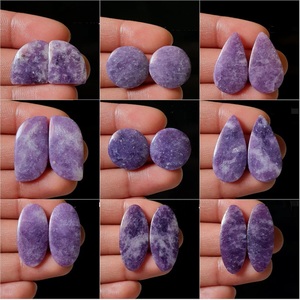 Natural Lepidolite Purple Cabochon Gemstone Light GTC Certified 30-60mm 5-15g Polished for Jewelry Making Ring Pendant Loose - Product Image 3