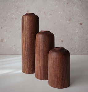 Vase à fleurs en bois massif fait main, design moderne style ferme, décoration de mariage, écologique, taille et logo personnalisables - Product Image 5