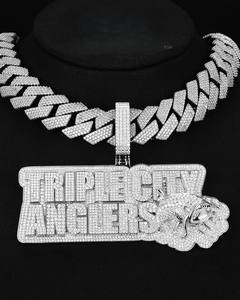 Collar Personalizado Estilo Hip Hop con Letra de Moissanita VVS, Chapado en Oro de 18K sobre Plata 925, con Colgante de Nombre con Engaste de Garra Certificado para Hombre - Product Image 1