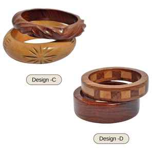 Bracelets artisanaux en bois de Sisso et de Bloodwood – Ensemble de bijoux en bois poli à la cire de teck pour femmes - Product Image 4