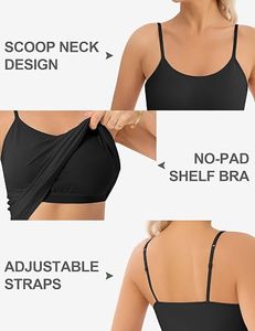 บราในตัว สายปรับได้ บราแบบ Racerback บราผู้หญิง เซ็กซี่ ยืดหยุ่น ชุดนอนแขนกุด บราแบบมีโครง บราไร้ตะเข็บ เสื้อชั้นใน - Product Image 5