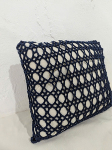 Funda de Almohada Cuadrada Tejida a Mano con Patrón Geométrico, Estilo Bohemio, Decoración del Hogar - Product Image 3