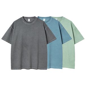 เสื้อยืดคอกลมสำหรับผู้ชายและผู้หญิงเสื้อทรงปล่อยไหล่โอเวอร์ไซส์ทำจากผ้าฝ้าย100% 260gsm ซักสิ่งสกปรกแนววินเทจ - Product Image 1