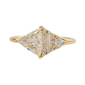Triangle Cut Diamond Engagement Ring 14k solid Gold Pave Setting Geometric Classic Women's Fine Jewelry - Product Image 1