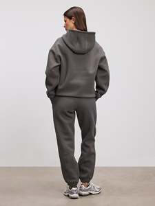 Ensemble de survêtement pour femme avec logo personnalisé, sweat à capuche oversize et pantalon de jogging, passepoil contrastant, imprimé léopard, tenue décontractée 2026 - Product Image 4