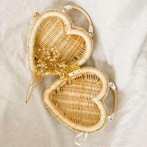Bolso de corazón de ratán hecho a mano de excelente calidad para niños, cesta de almacenamiento ecológica para niños - Product Image 5