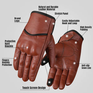 Guantes de Motociclismo al por Mayor, Antideslizantes, con Palma de Cuero, Doble Costura, Protección Rígida en los Nudillos - Product Image 3