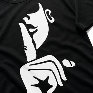 Camiseta Gráfica Minimalista Personalizada con Gesto Silencioso para Hombre, Camiseta de Cuello Redondo con Arte Abstracto, Ropa Urbana, Venta al por Mayor de Fábrica OEM - Product Image 2