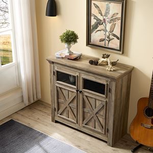 Grande Credenza a 2 Ante per Ingresso, Soggiorno, Bar, Cantinetta Vini con Tavolo, Elegante Mobile in Legno per Conservazione Vini - Product Image 3