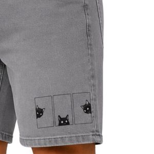 Pantalones Cortos de Mezclilla Grises Personalizados para Hombre, Casuales, de Verano, de Algodón, Corte Recto, Estampados, con Logotipo Personalizado, OEM, Ropa al por Mayor - Product Image 5