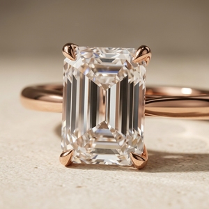 Anillo de Compromiso Clásico de Oro Rosa de 1.5mm con Engaste de 4 Puntas, Claridad VVS VS, Certificado IGI, Esmeralda, Regalo de Boda Perfecto - Product Image 2
