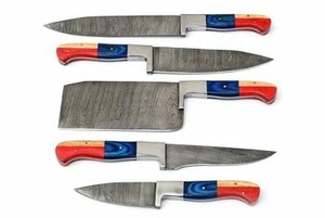 Vente directe d'usine, ensemble de couteaux de cuisine écologiques personnalisés, couteau de chef de haute qualité en acier inoxydable, manche en bois Pakka pour la viande - Product Image 4