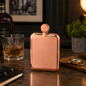 Gourde de poche en cuivre de qualité supérieure 6oz, gourde à liqueur en acier inoxydable, gourde à whisky portable, cadeau pour hommes, cadeau pour les garçons d'honneur - Product Image 2