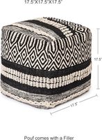 Pouf ottoman tissé de haute qualité, fait main, design bohème en tissu, poufs carrés pour le salon, décoratifs