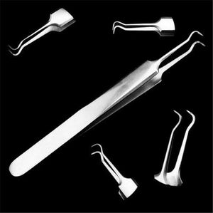 Pinces à cils antidérapantes motif poisson argenté en acier inoxydable avec pointe en fibre pour extensions de cils volume - Product Image 5