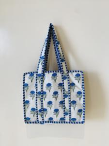 Sac fourre-tout bohème réversible fait main, écologique, grand format, en coton matelassé, motif floral multicolore, logo personnalisé, robuste, été/hiver - Product Image 6