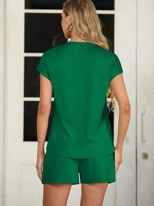 Conjunto Deportivo para Mujer, Directo de Fábrica, Verano, Dos Piezas, Top y Pantalones Cortos, Talla Grande 6XL, Diseño Sólido, Felpa, para Gimnasio - Product Image 3