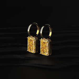 Yellow Moissanite Leverback Drop <b>Earrings</b> 8 TCW Radiant Cut VVS Clarity Handmade Gold Bezel Set Dangle Solitaire Jewelry Gift - Product Image 3