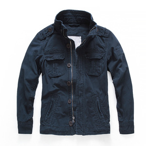 Vestes en cuir écologiques pour hommes, bleu marine, en coton, coupe slim, fermeture éclair noire sur le devant - Product Image 1