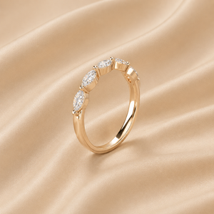 Anillo de boda de moissanita marquesa chapado en oro de 1 quilate para mujer, joyería minimalista apilable para aniversario - Product Image 2