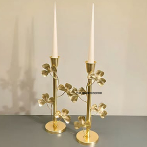 New Design Handmade Aluminum <b>Taper</b> <b>Candle</b> Holder with Metallic Gold Plated Centerpiece Christmas Home - Product Image 1