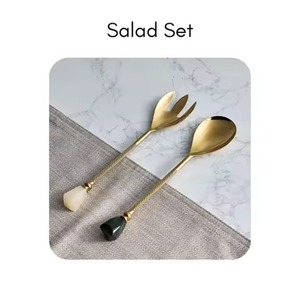 Modern Metal Salad Serving Set Spoon Fork for Fruit <b>Pasta</b> and Salad Serving Presentation - Product Image 1