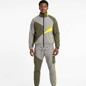 OEM Custom LOGO Embroidery Two Piece Zip up <b>Jacket</b> Long Set with <b>Reflective</b> Polyester Windbreaker Tracksuits for Men - Product Image 1