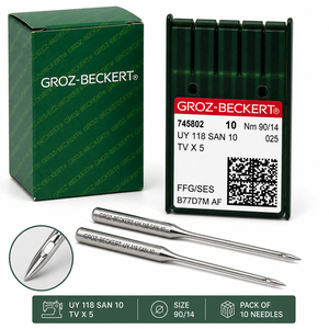 เข็มจักรปัก Groz Beckert รุ่น UY 118 SAN 10 745802 90 14 TV X 5 อะไหล่เย็บผ้าสำหรับเสื้อผ้า - Product Image 2