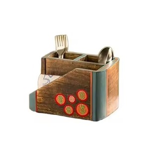 Acacia Wood Cutlery Holder 4 Packs Flatware <b>Storage</b> Caddy Organizer Cutlery Napkin Holder <b>Storage</b> caddy - Product Image 1