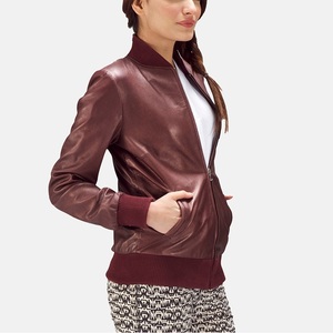 Women's Modern Style Slim Fit Sheep Skin Bomber <b>Jacket</b> Fashionable Breathable <b>Leather</b> Women's <b>Jackets</b> - Product Image 6