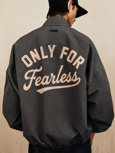 Men's Olive Green Bomber <b>Jacket</b> Turn-down Collar Zipper Front Embroidery Casual Loose Fit Autumn Style - Product Image 4
